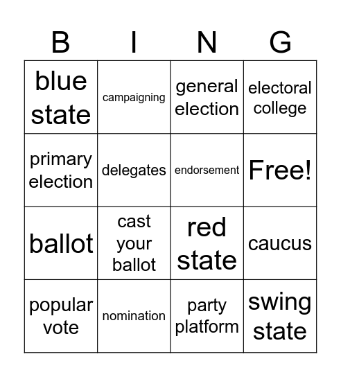 Election Bingo! Bingo Card