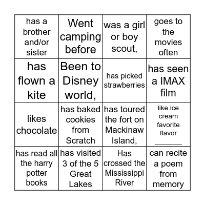 PEOPLE BINGO Card