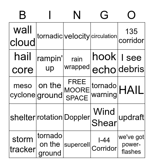 Okie Tornado Bingo Card