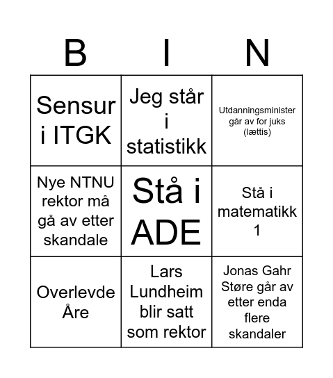 Erlends 2024 bingokort Bingo Card