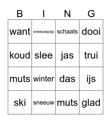 Winter Bingo #1 Bingo Card