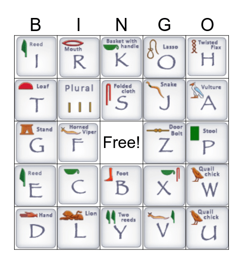 Hieroglyphics Bingo Card