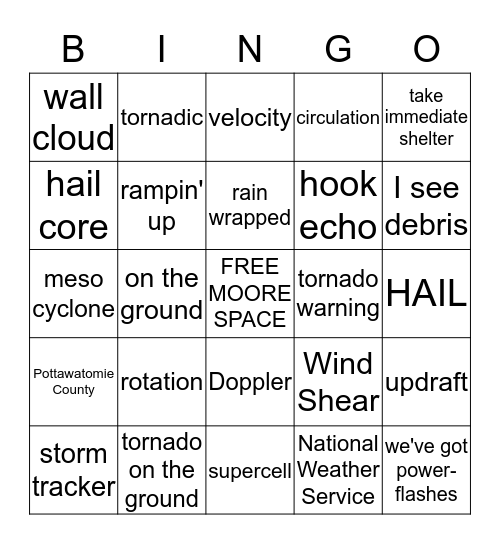 Okie Tornado Bingo Card