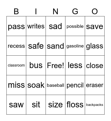 /s/ bingo Card