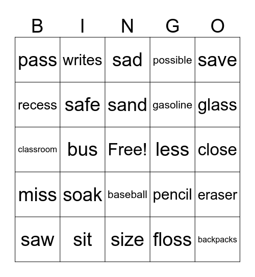 /s/ bingo Card