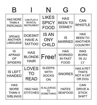 FIND SOMEONE WHO..... Bingo Card