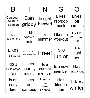 Get To Know DRT Members!! Bingo Card