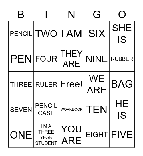 Number, school Bingo Card