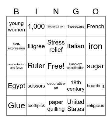 BINGO REVIEW Bingo Card