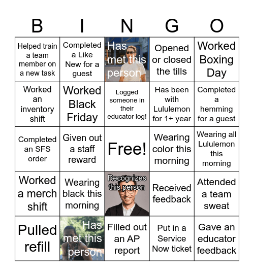 Lululemon CC 2023 Bingo Card