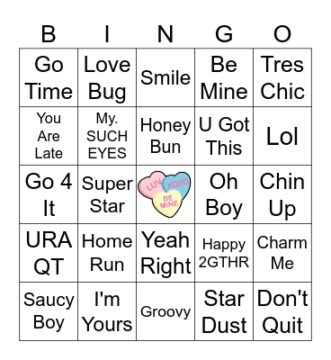 Jennifer's Candy Hearts Bingo Card