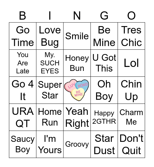 Jennifer's Candy Hearts Bingo Card