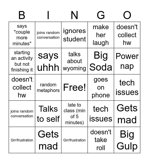 P Rob bingo Card