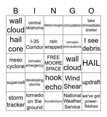 Okie Tornado Bingo Card