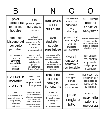 ZO Privilege Bingo! Bingo Card