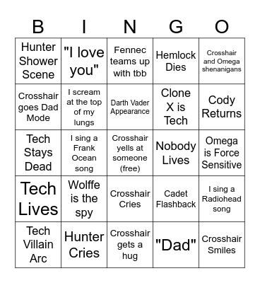 The Bad Batch S3 Bingo Card
