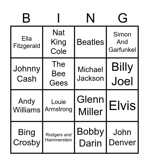 Music Bingo! Bingo Card