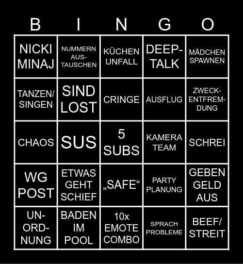 JUNGS WG Bingo Card