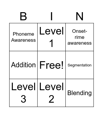 Phonological Awareness Bingo Card