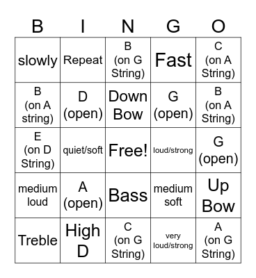 Note Name Bingo Card