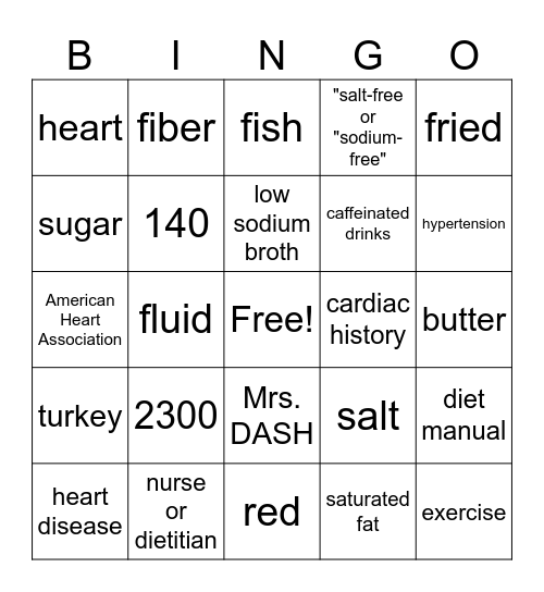 Heart-Healthy Bingo Card