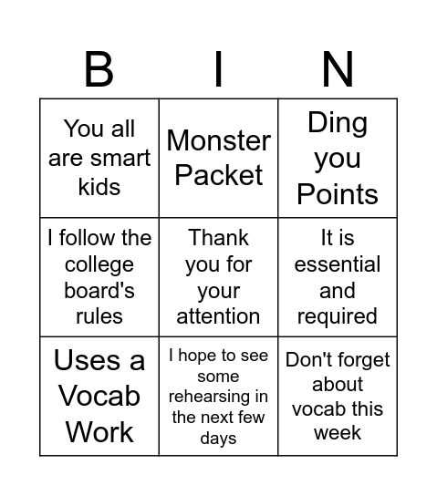 Mr ammer Bingo Card