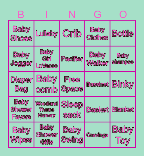 HEATHER'S BABY SHOWER BINGO Card