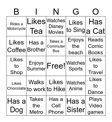 Workplace Bingo Card