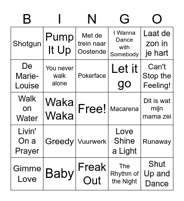 Swingo Bingo Card
