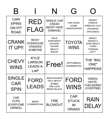 DAYTONA 500 BINGO Card