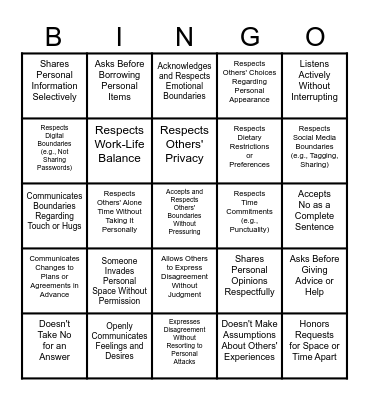BOUNDARY BINGO!! Bingo Card