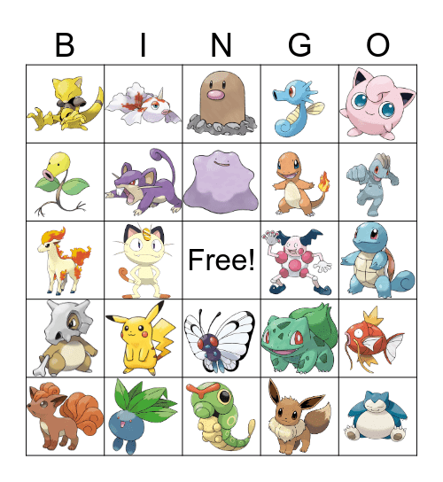 Pokemon Bingo Card