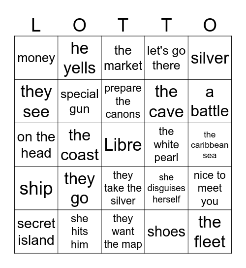 Pirates français des caraïbes Bingo Card