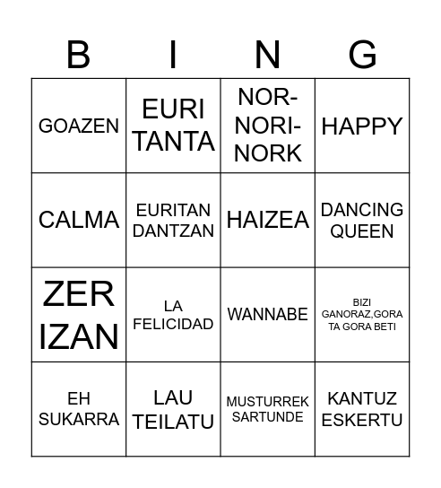 OKETA ALAI BINGO MUSIKATUA Bingo Card