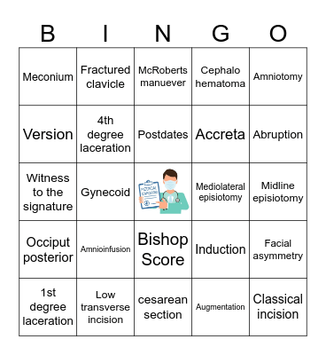 OB Complications Bingo Card