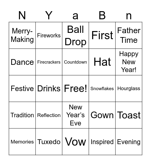 New Year's Bingo Card