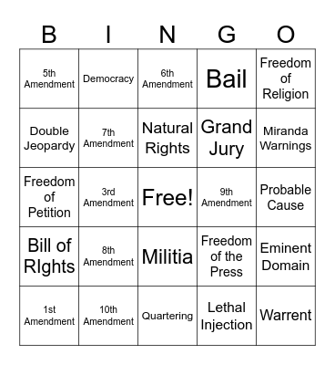 Bill of Rights with Fox Bingo Card