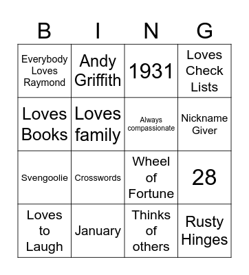 GG is 93 Bingo Card