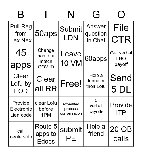 LS BINGO Card