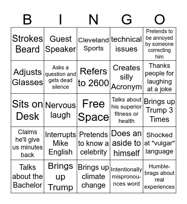 Professor Bateman Bingo Card
