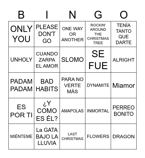 OT 2023 Bingo Card