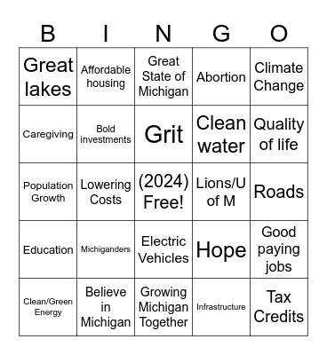 2024 State of the State Address! Bingo Card