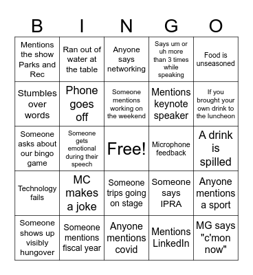 Conference Bingo Card