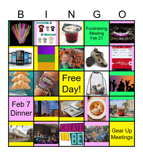 ELCA Youth Gathering Trip Bingo Card