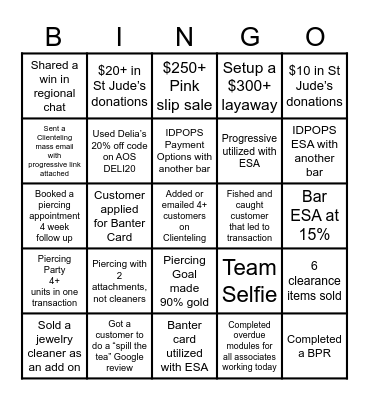 B A N T E R Bingo Card