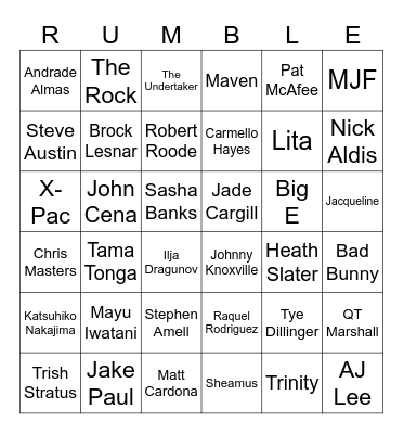 Royal Rumble 2024 Bingo Card