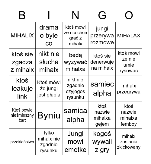 Jungi 5 IQ Bingo Card