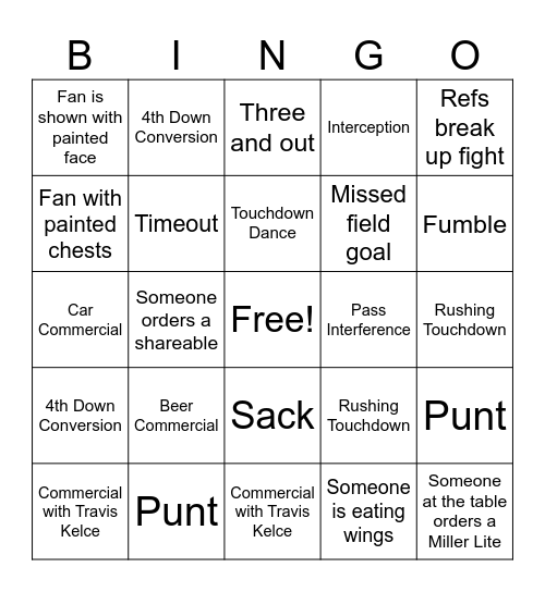 Old Burdick's Lions Bingo Card