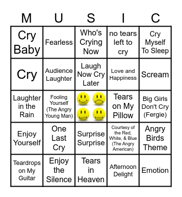 SO EMOTIONAL Bingo Card