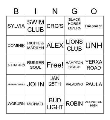 CAROLLY BINGO Card